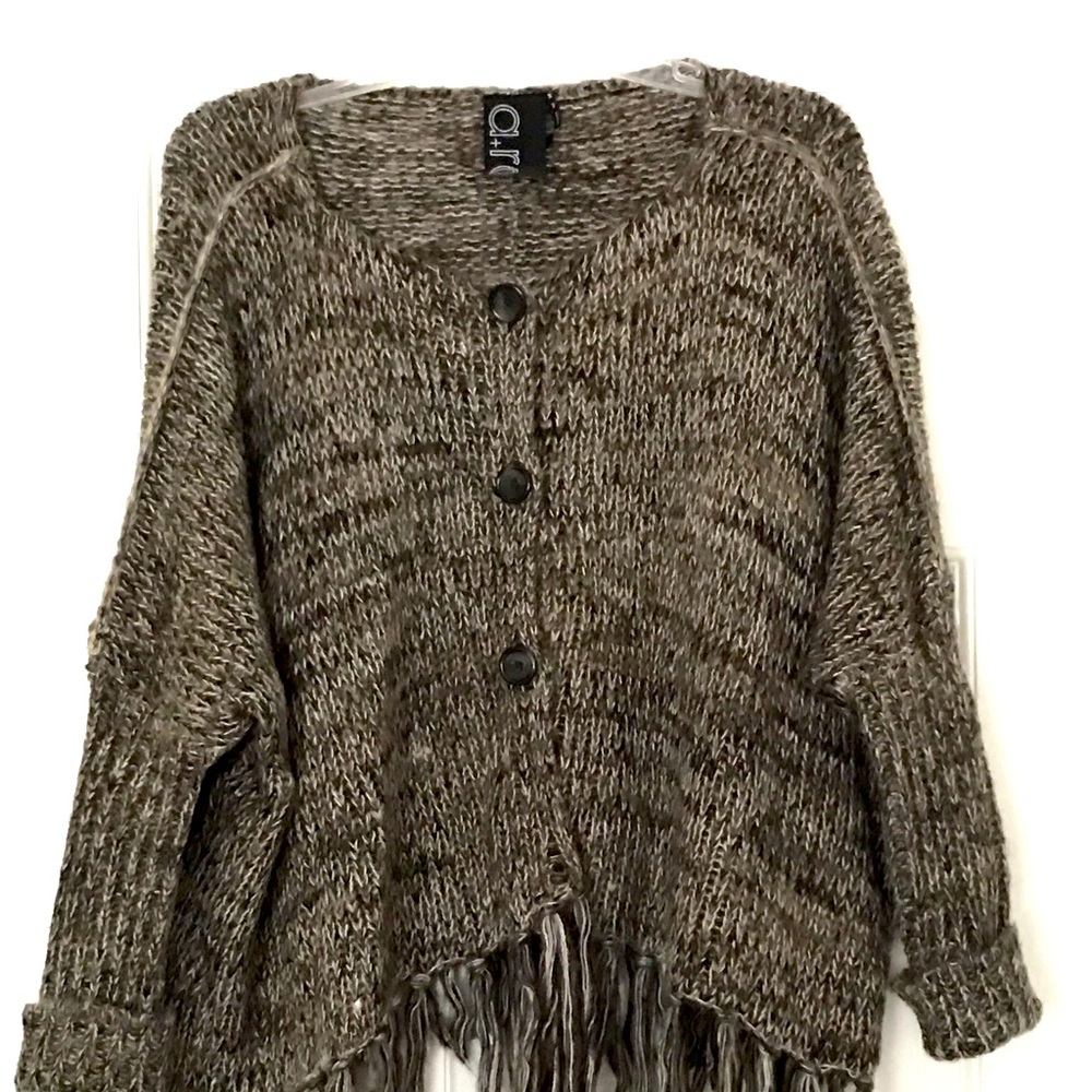 a+ro button long sleeve yarn jacket